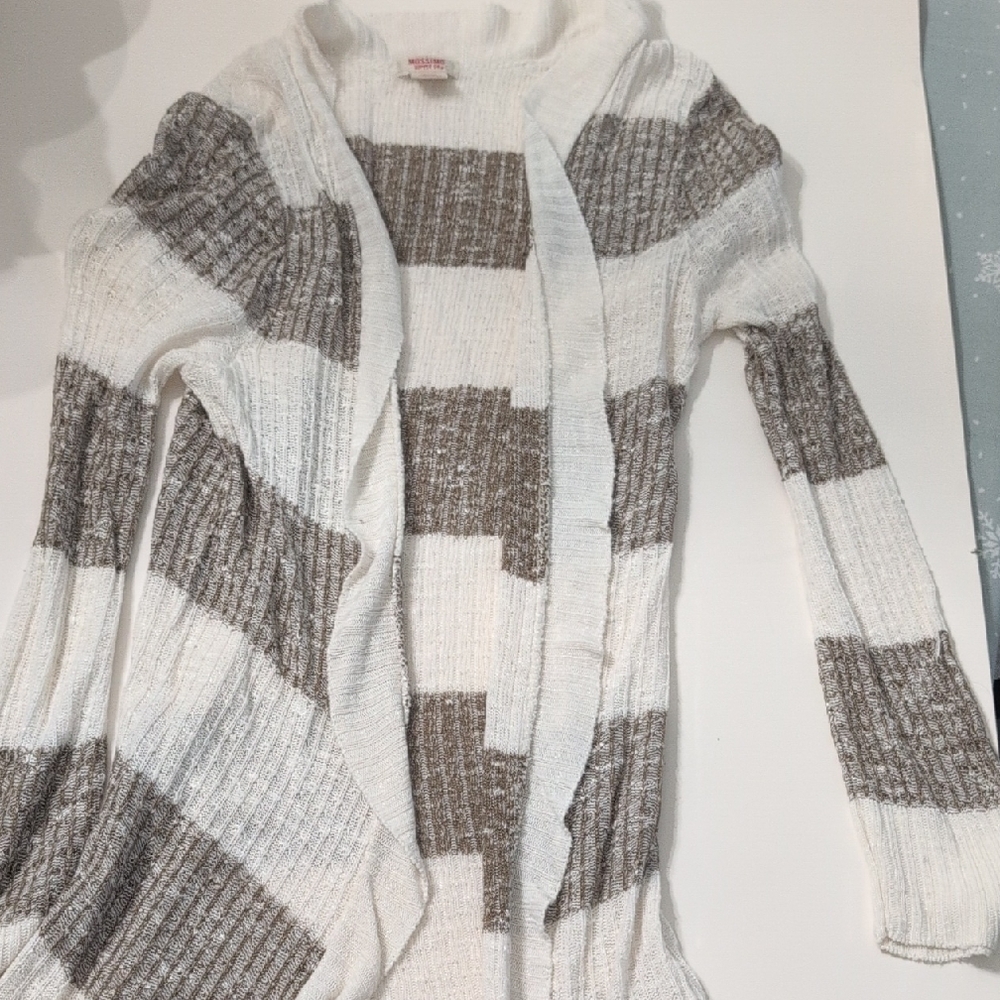 Mossimo Supply Co. White and Brown Striped Cardigan